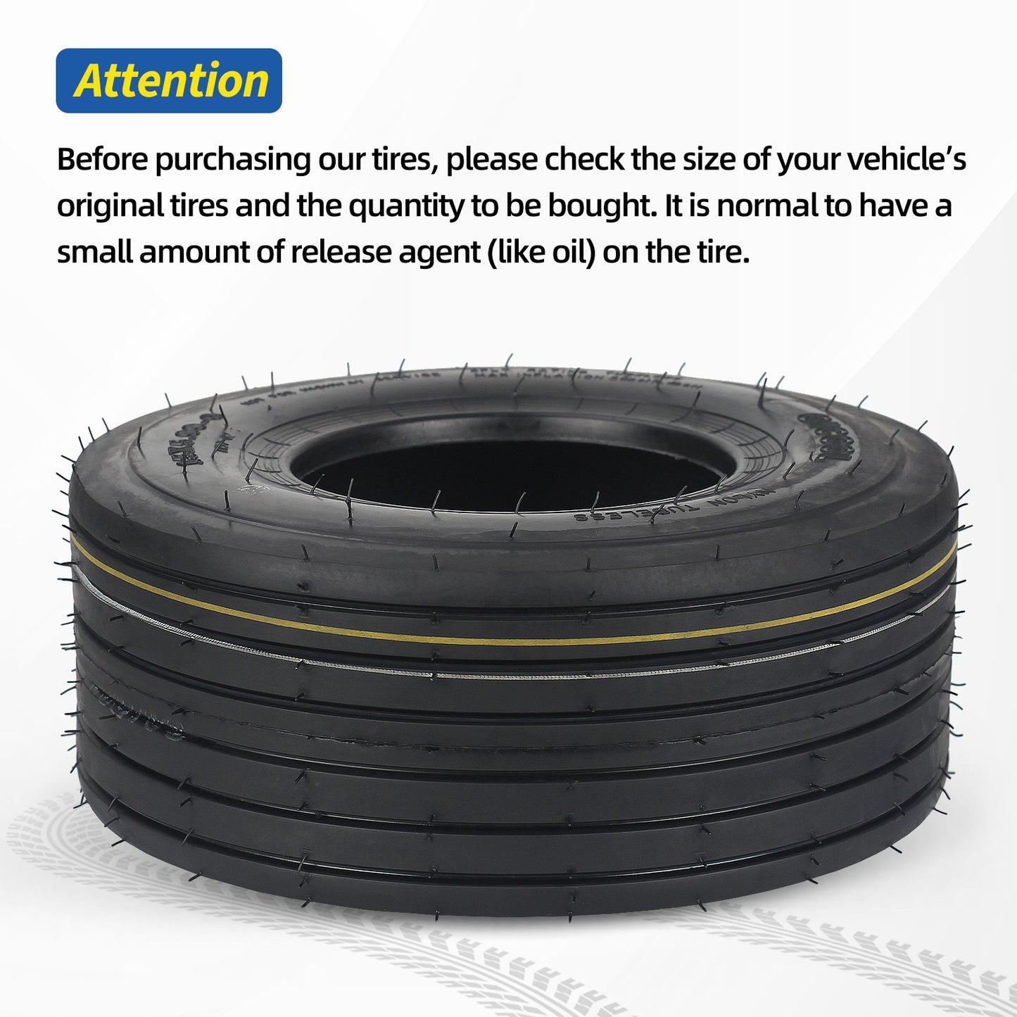 13x5.00-6 Tubeless Lawn Mower Tire, Riding Lawnmower Straight Rib Tread, 4 Ply