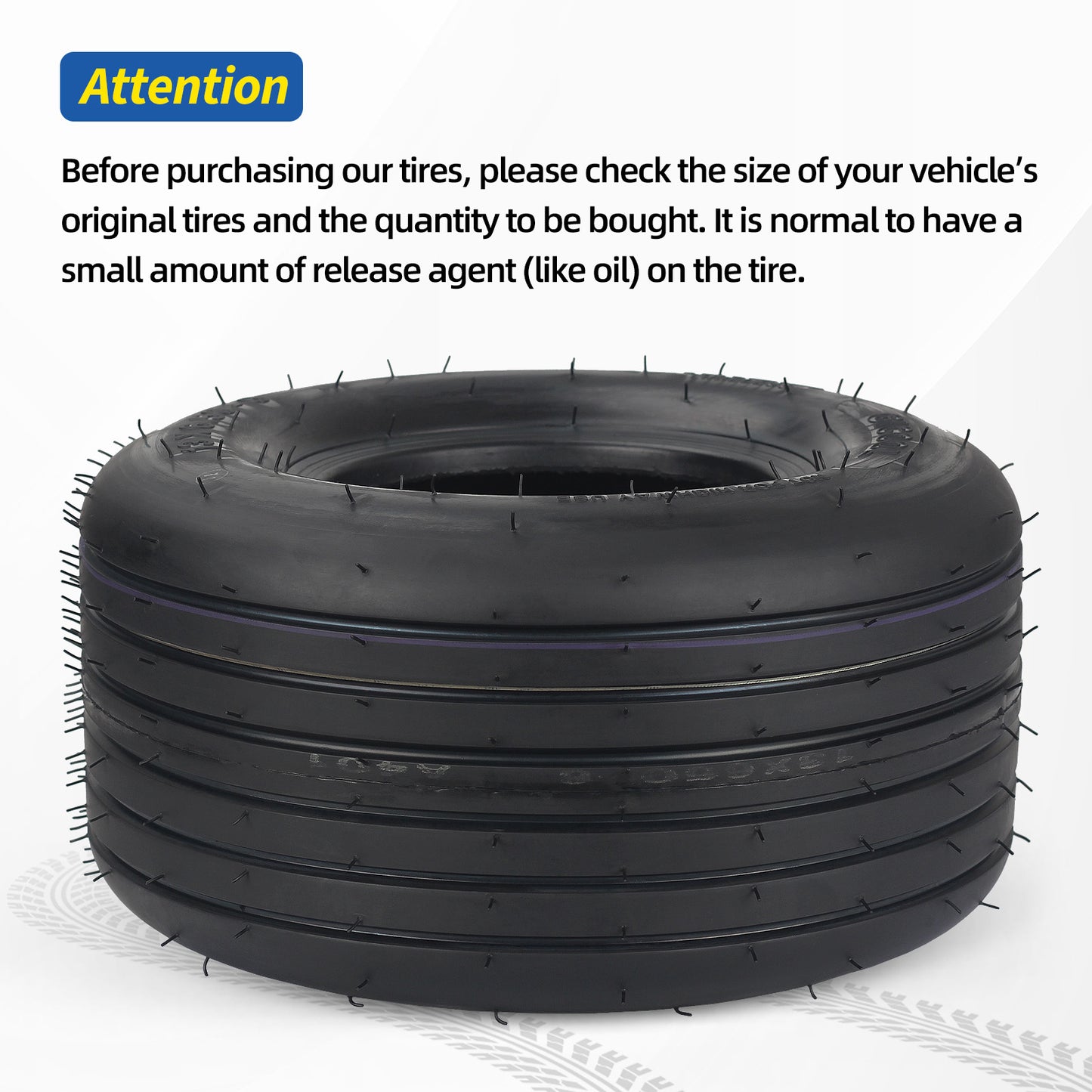 13x6.50-6 Tubeless Lawn Mower Tire, Riding Lawnmower Straight Rib Tread, 4 Ply