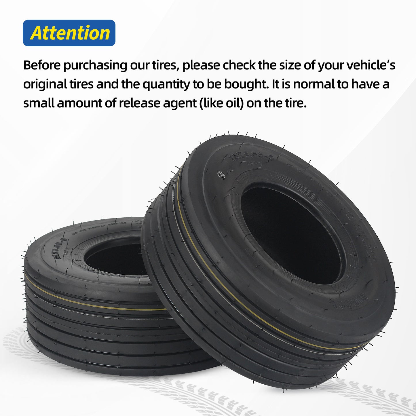 13x5.00-6 Tubeless Lawn Mower Tires, 13x5.00-6 Riding Lawnmower Straight Rib Tread, 4 Ply