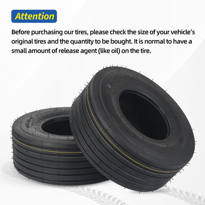 13x5.00-6 Tubeless Lawn Mower Tires, 13x5.00-6 Riding Lawnmower Straight Rib Tread, 4 Ply