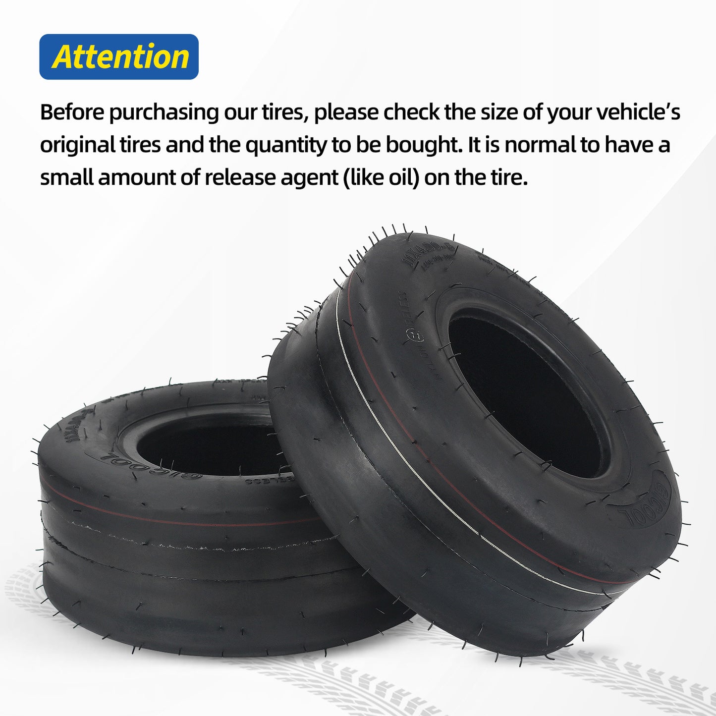 11x4.00-5 Tubeless Lawn Mower Tires, 11x4.00-5 Straight Rib Tread, 4 Ply