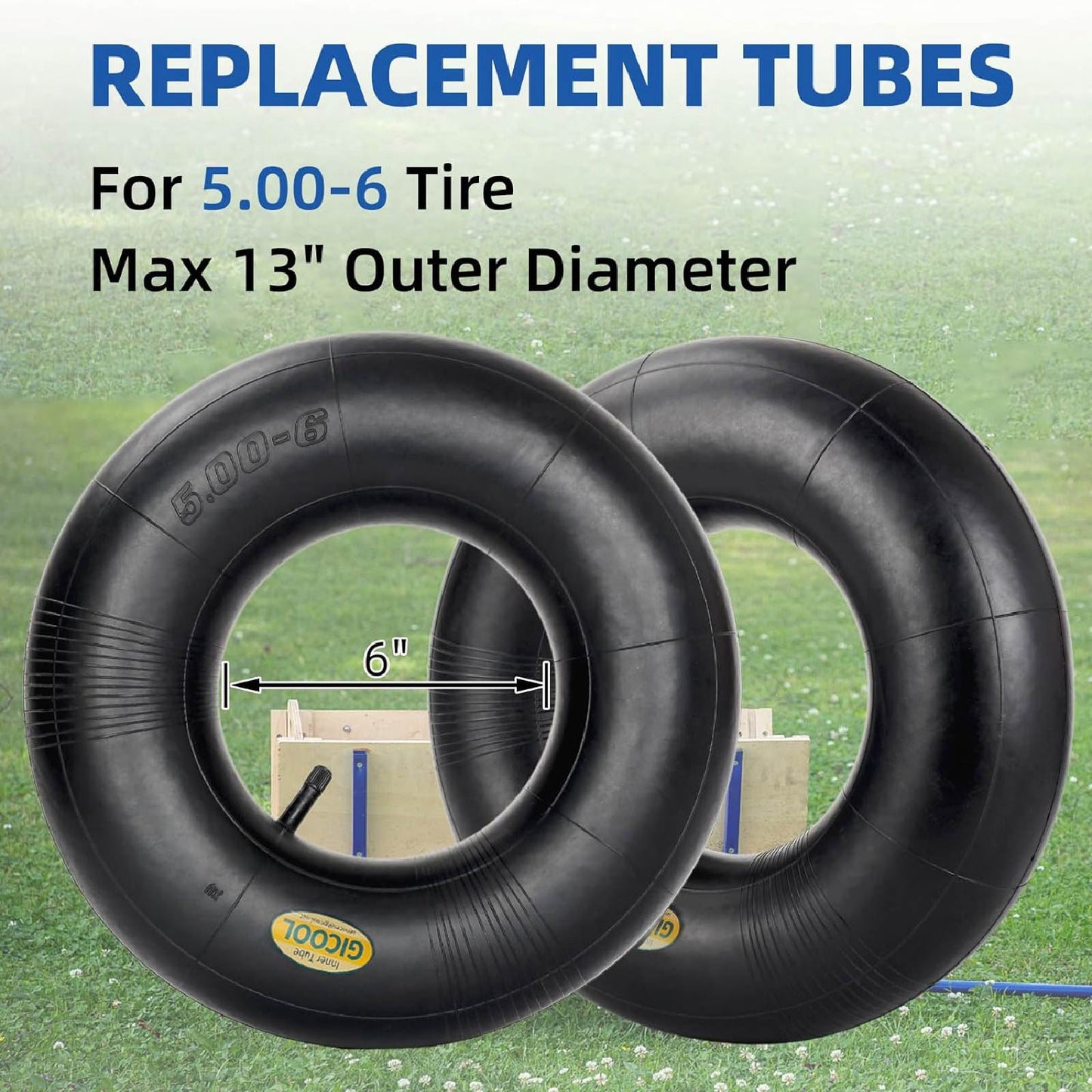 13x5.00-6 Inner Tube, with TR-13 Valve Stem, Heavy Duty, Universal Fit for Razor Dirt Quad Lawn Mowers, ATVs, Yard Tractor, Snow Blower (2 pack)