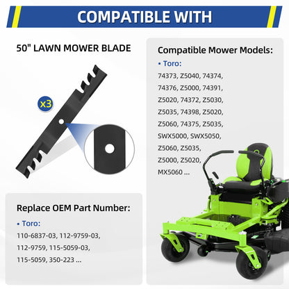 115-5059-03, 50" for Toro Time Cutter Z Mowers SS5000 MX5000, Replaces 110-6837-03, 112-9759-03