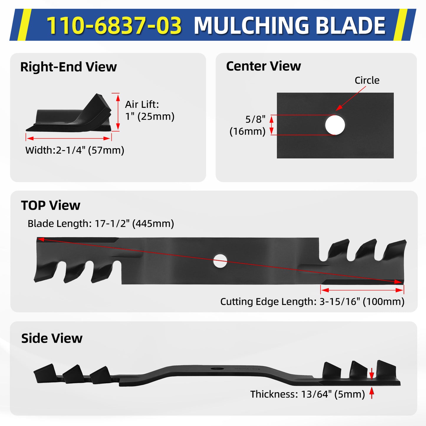 115-5059-03, 50" for Toro Time Cutter Z Mowers SS5000 MX5000, Replaces 110-6837-03, 112-9759-03
