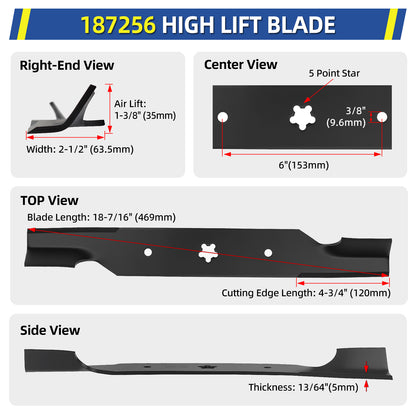 Z254F Blades Fits Husqvarna/Craftsman 54" Deck, Replace 187256 187254 532187256 532187254