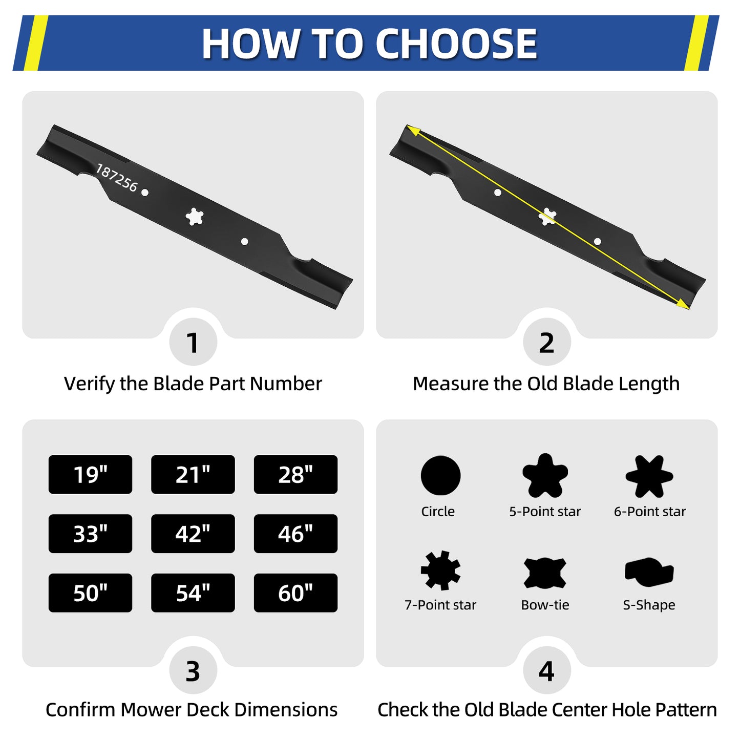 Z254F Blades Fits Husqvarna/Craftsman 54" Deck, Replace 187256 187254 532187256 532187254