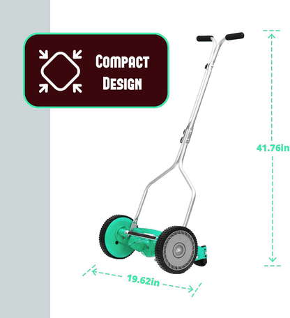 GICOOL 1204-14 14-Inch 4-Blade Push Reel Lawn Mower, Red
