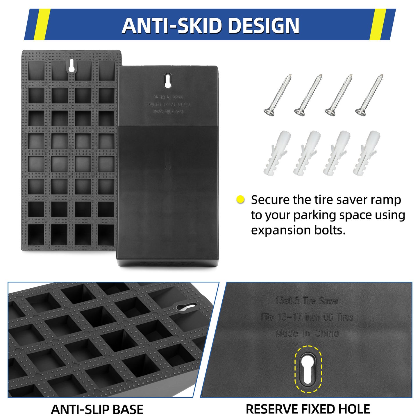Tire Saver Ramp for 13-17" Tire and Wheel, Flat-Free & Tubeless Tire Protector to Prevent Flat Spots Caused by Long Storage Parking for Riding Lawn Mower Garden Tractor
