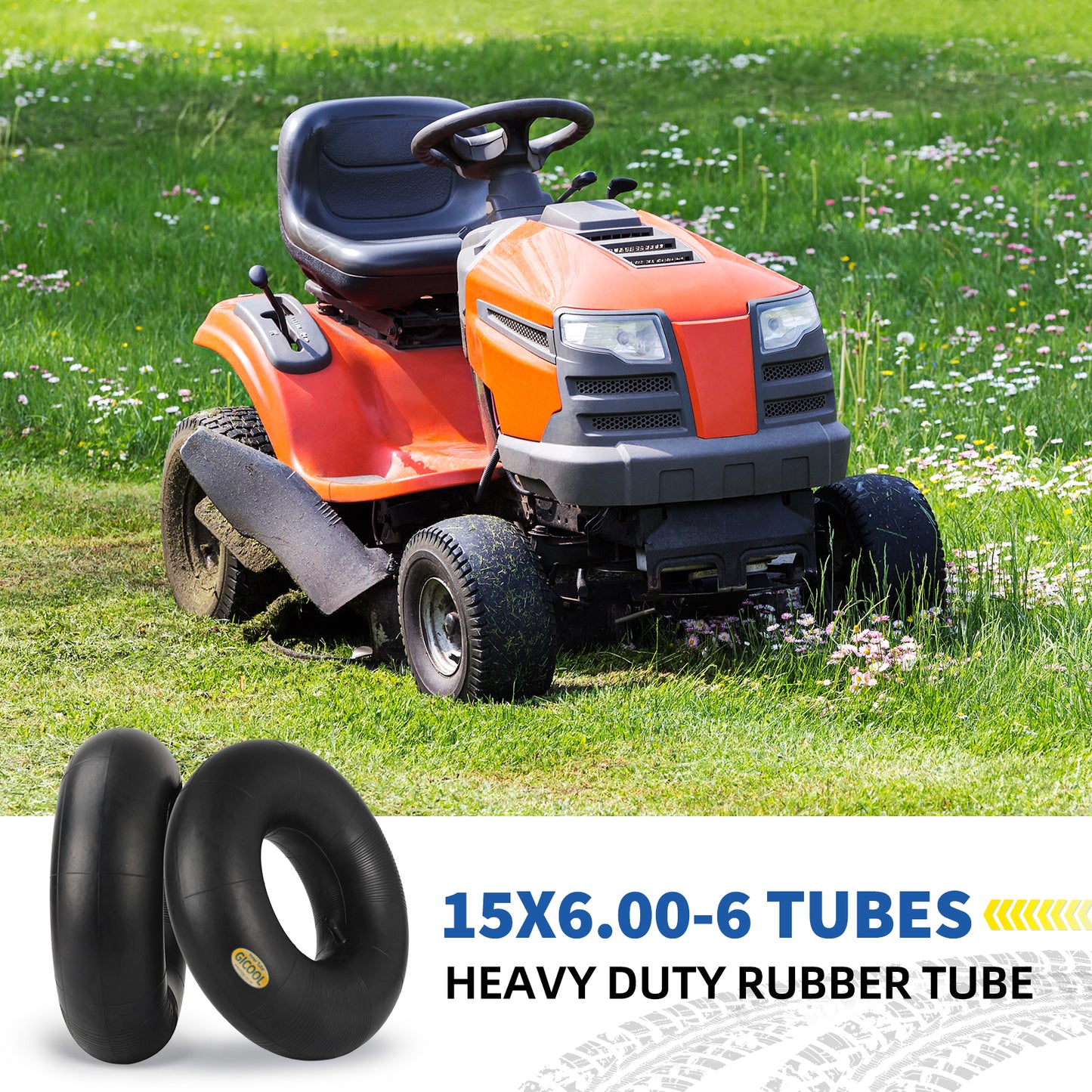 15x6.00-6 Inner Tube(2-Pack), Replacement Lawn Mower Tire Tubes, Heavy-Duty Inner Tube with TR-13 Valve Stem - for Ride-on Mower, Yard Trailers, Tractors, Go Karts, Golf Carts, ATVs and More