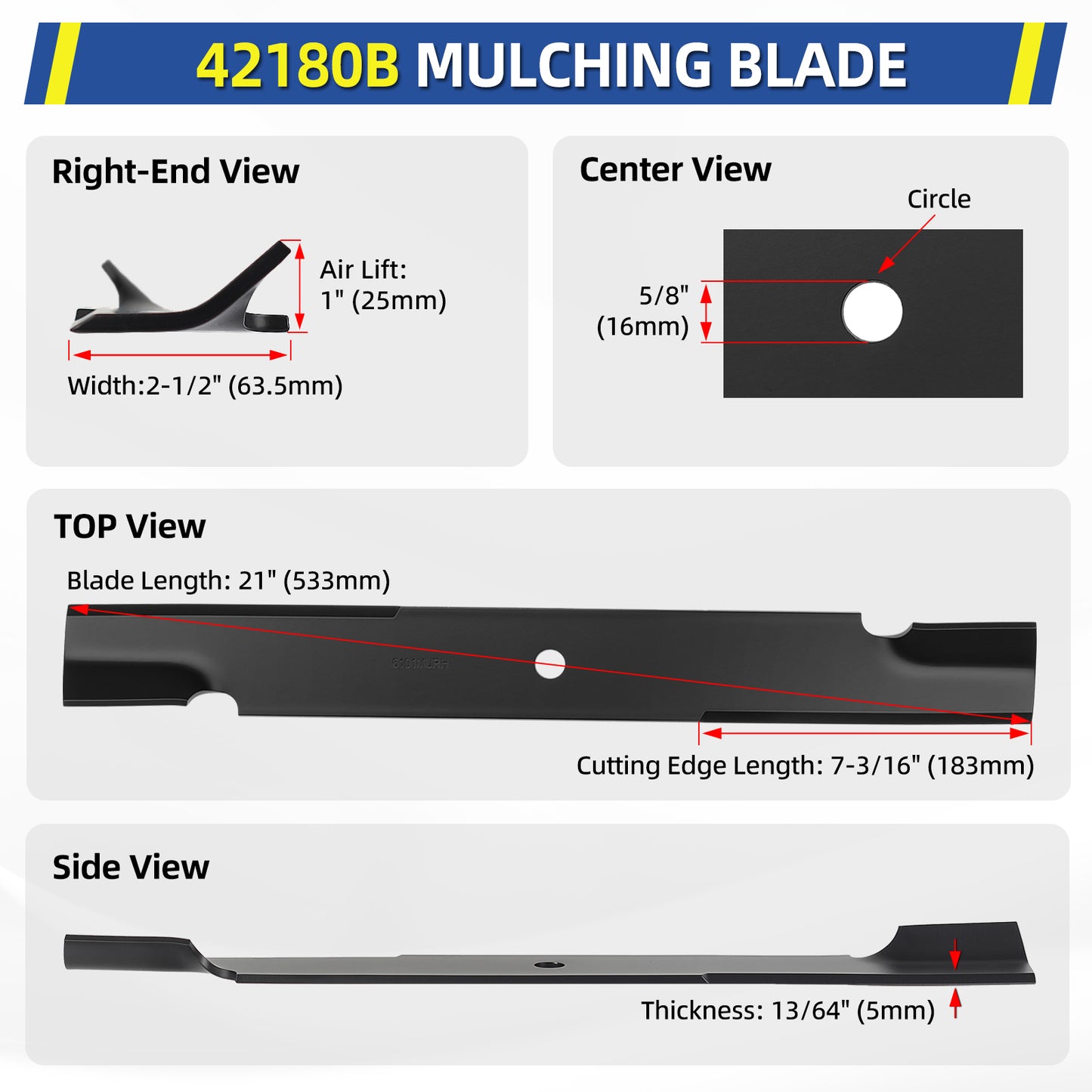 91-626, Compatible with Scag, Ferris, Bad Boy 61", Replaces 48111, 481708, 5101755, 5022808ASM