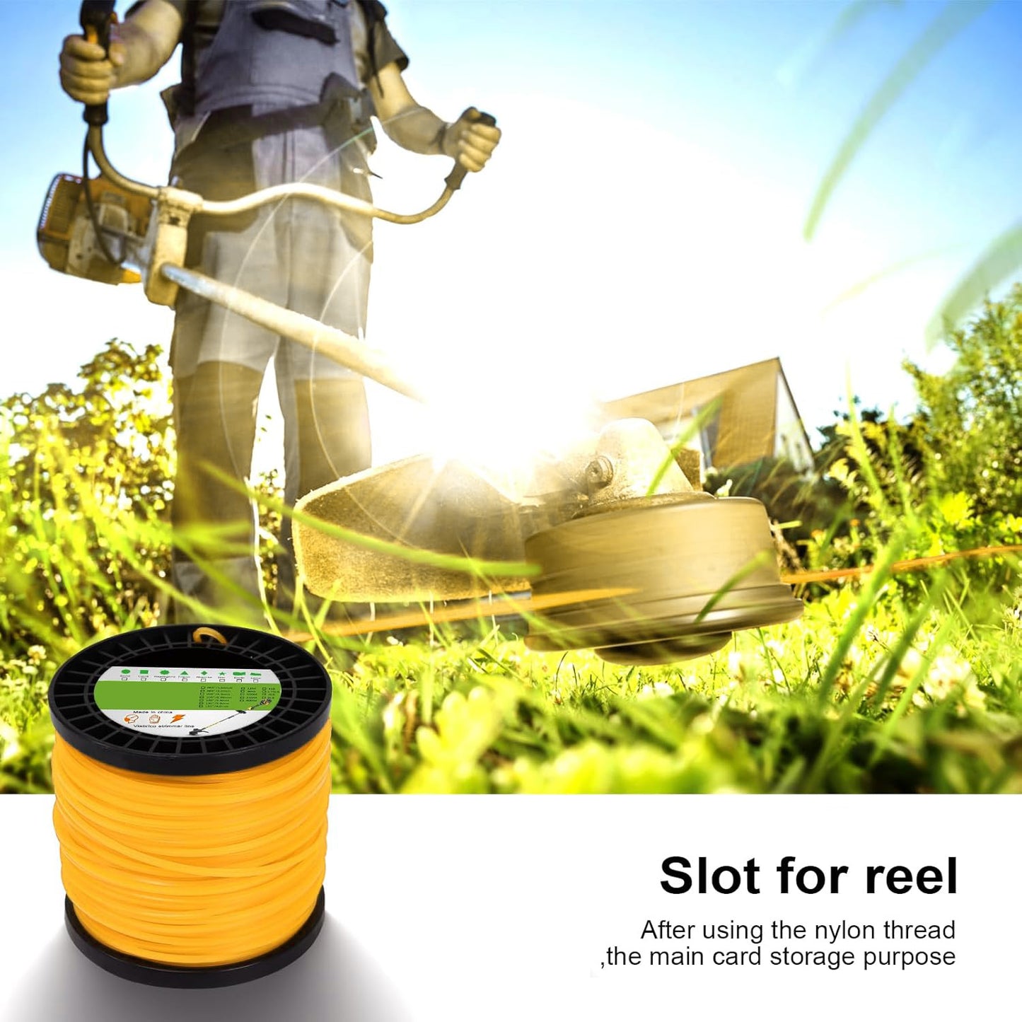 GICOOL 0.095" Square Trimmer Line, Orange Heavy-Duty Nylon Weed Eater String, Universal Commercial Grade Weed Wacker Line | 1.7 LB, 330 Ft