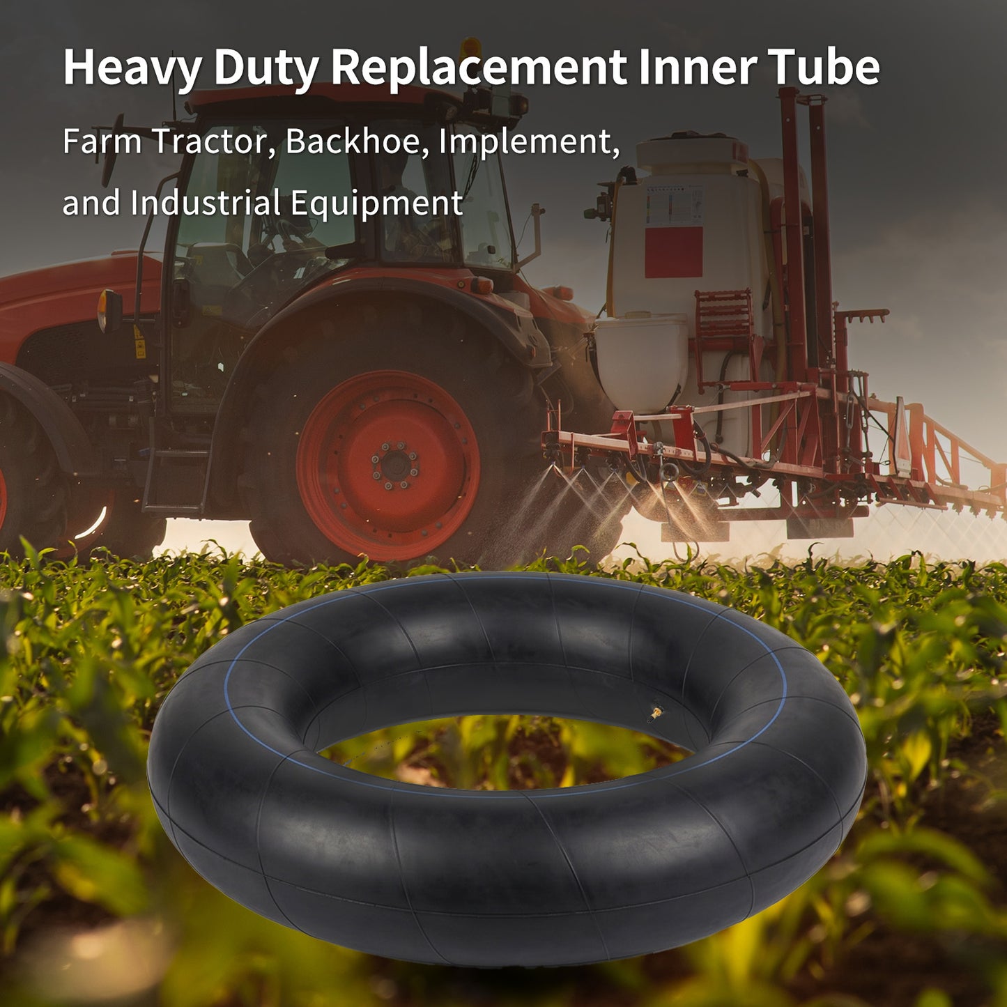 7.5-24/8.3-24/9.5-24 Butyl Inner Tube, 1 Pack with TR218A Valve Stem, Heavy-Duty Inner Tube, Replacement Tube for Farm Tractor, Backhoe and Industrial Equipment