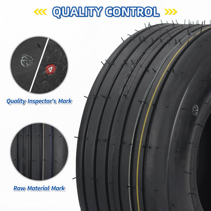 13x5.00-6 Tubeless Lawn Mower Tire, Riding Lawnmower Straight Rib Tread, 4 Ply