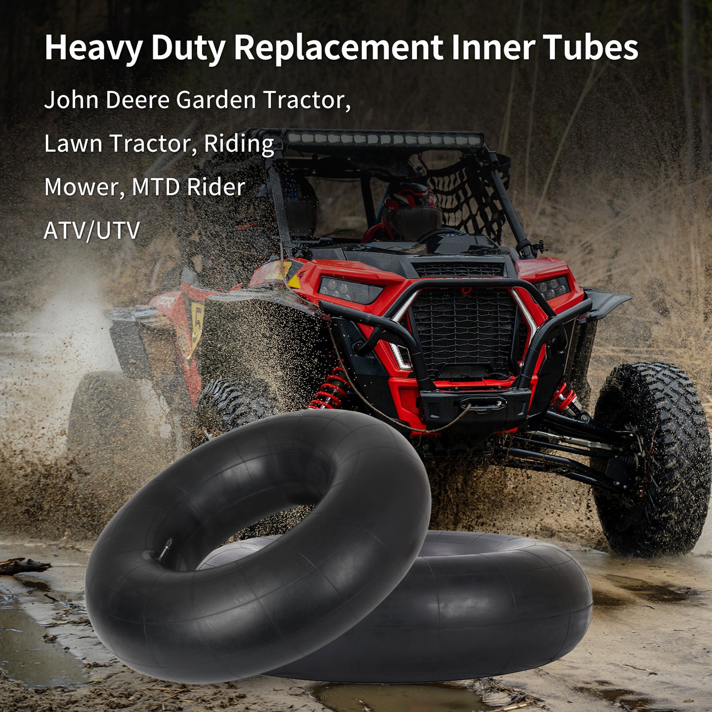 26x12-12 Butyl Inner Tubes, 2 Pack with TR13 Valve Stem, Heavy-Duty Inner Tubes, Replacement Tubes for ATV/UTV, Lawn Mowers, Garden Tractors and Golf Carts