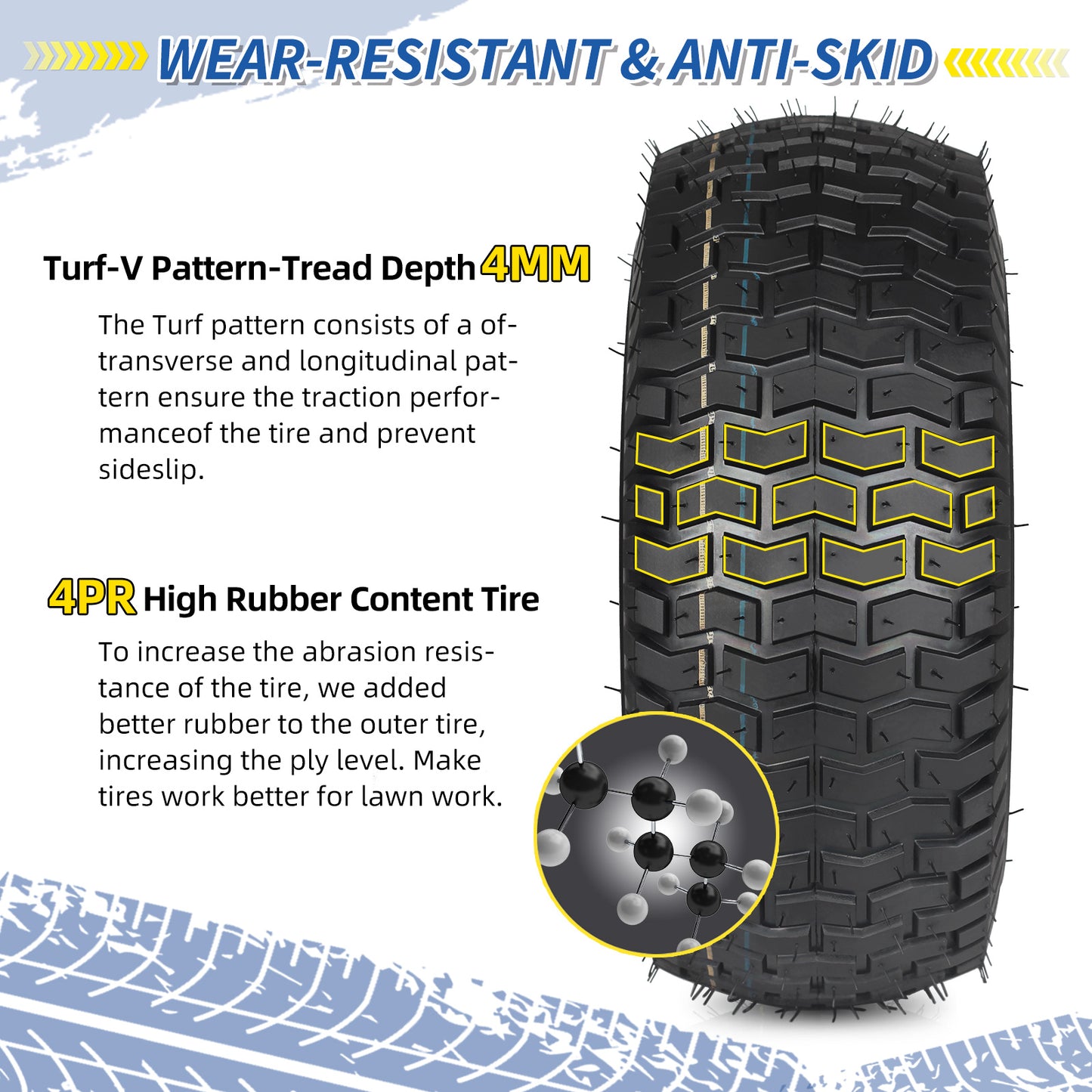 15x6.00-6 Tubeless Tire and Wheel, 3" Offset Hub, 3/4" Bearing, 4 Ply, 15x6-6 Lawn Mower Front Tires, Compatible with 100 and 300 Series John Deere Riding Mower, Lawn Tractor and More(2 Pack)