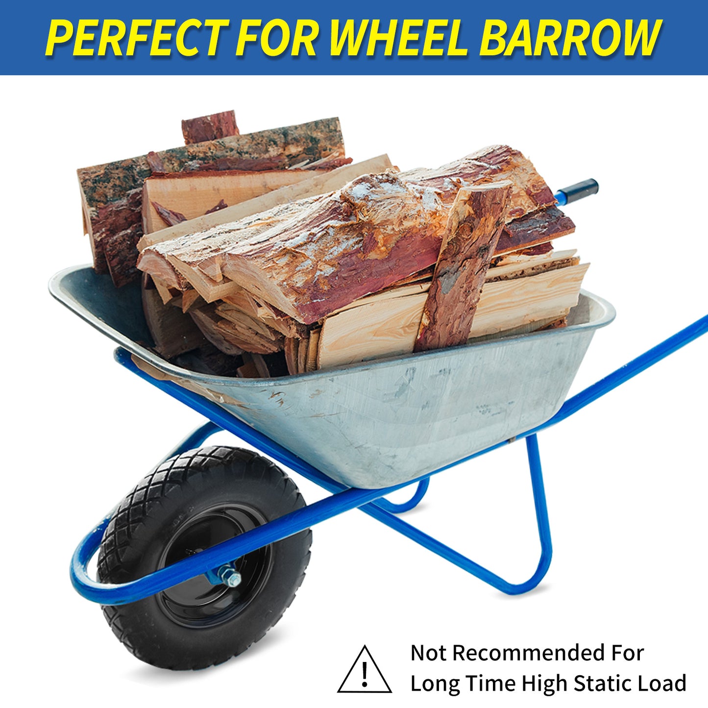 4.80/4.00-8" Wheelbarrow Tire, 16" Tire, 3-6" Centered Hub, 5/8" & 3/4" Bearing