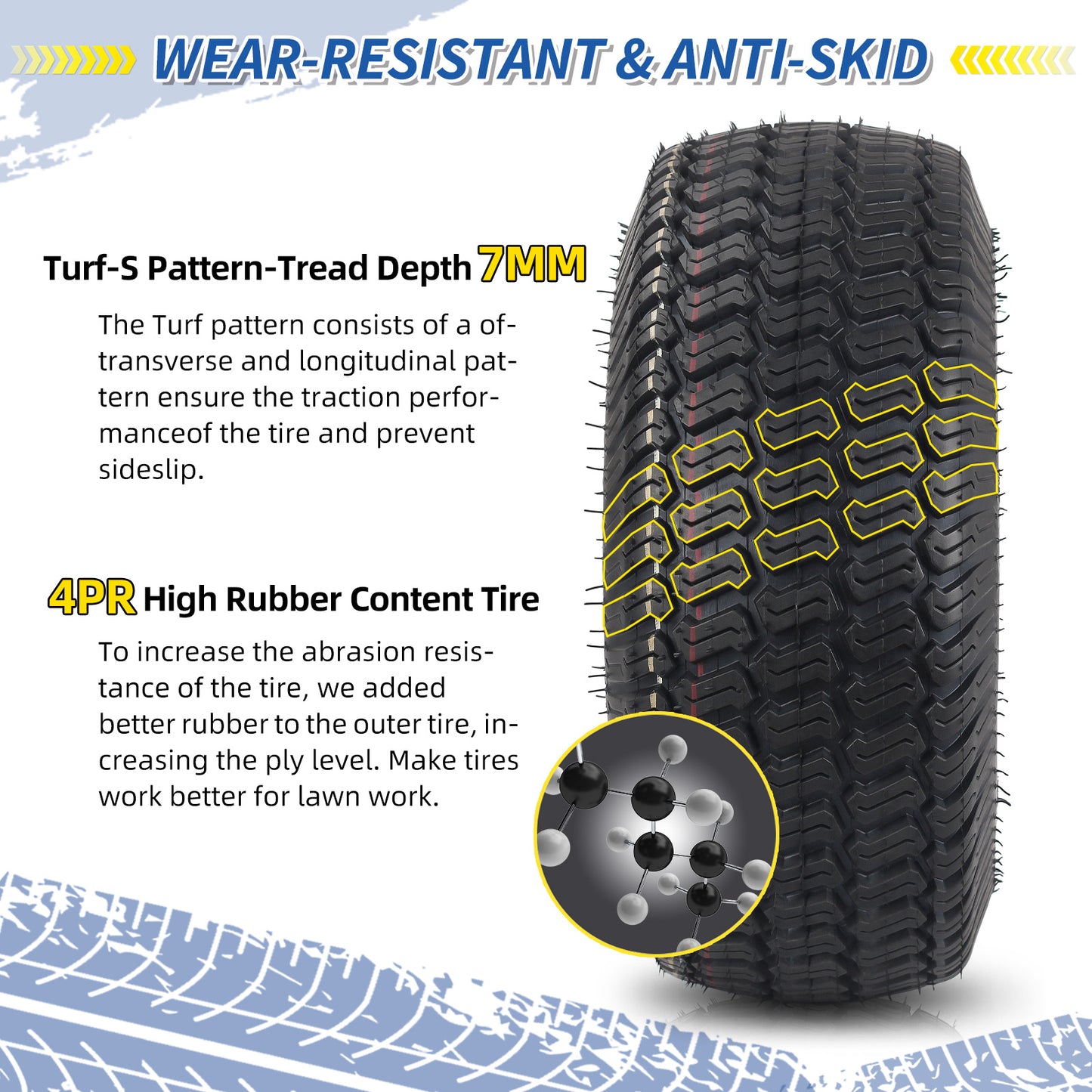 15x6.00-6 Tubeless Tire and Wheel, 3" Offset Hub, 3/4" Bearing, 4 Ply, 15x6-6 Replacement Riding Lawn Mower Front Tires, Compatible with 100 and 300 Series John Deere Riding Mowers(2 Pack)