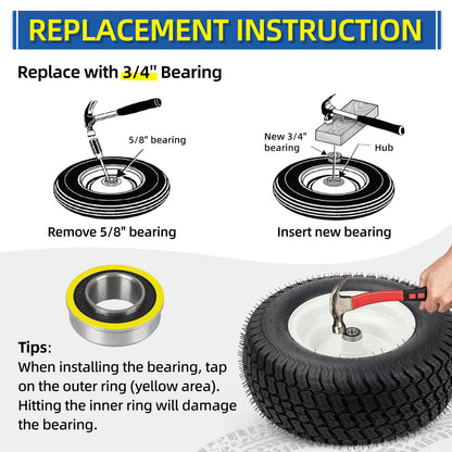 GICOOL 3/4" Bore Sealed Flange 9Cr18 Steel Ball Bearing, with 19mm ID x 35mm OD x 13mm W for Wheelbarrow, Lawnmower, Hand Trolley, Cart, NHS Tire & Wheels