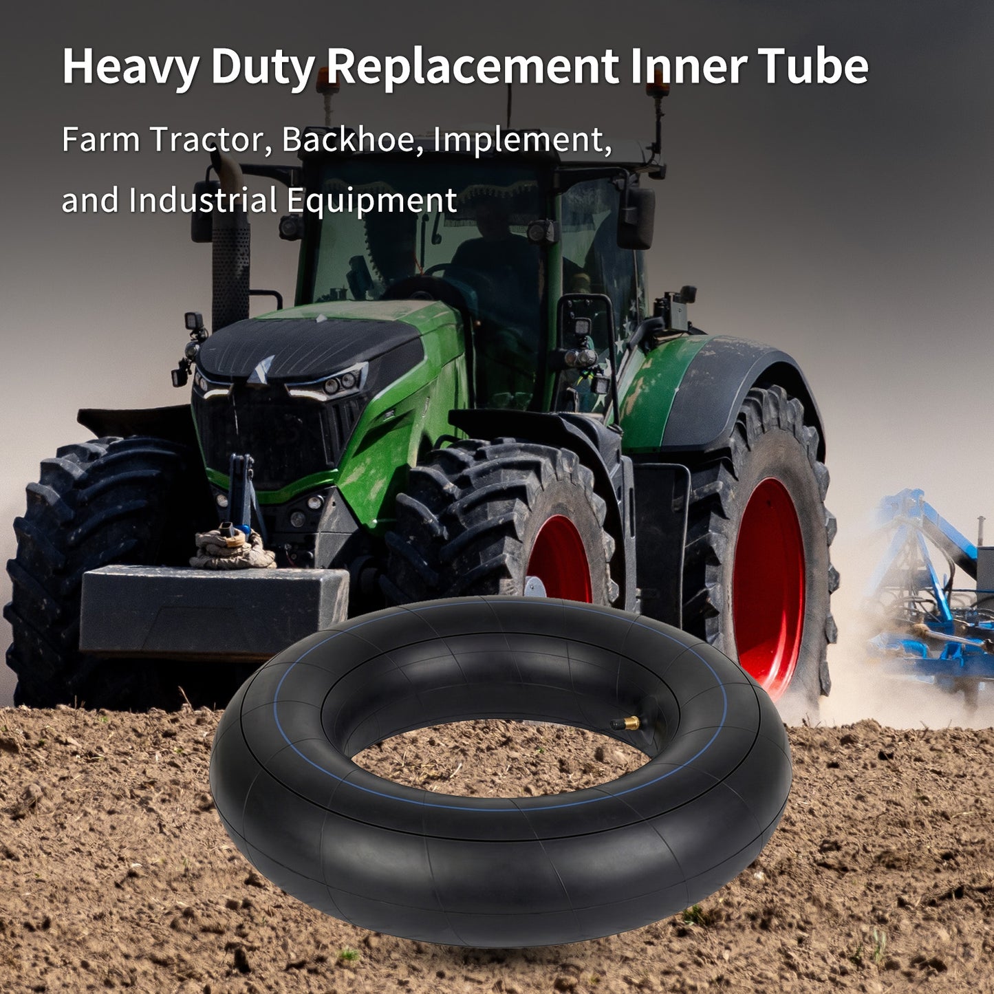 11.2R-24/12.4R-24 Tractor Tire Butyl Inner Tube, 1 Pack with TR218A Valve Stem, Heavy-Duty Inner Tube, Replacement Tube for Farm Tractor, Backhoe and Industrial Equipment