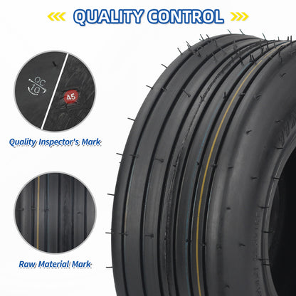 11x4.00-5 Tubeless Lawn Mower Tire, Zero Turn Lawn Mower Front Tire, Straight Rib Tread, 4 Ply