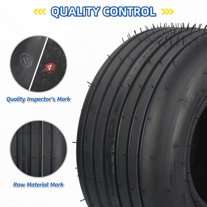 13x6.50-6 Tubeless Lawn Mower Tires, Straight Rib Tread, 4 Ply