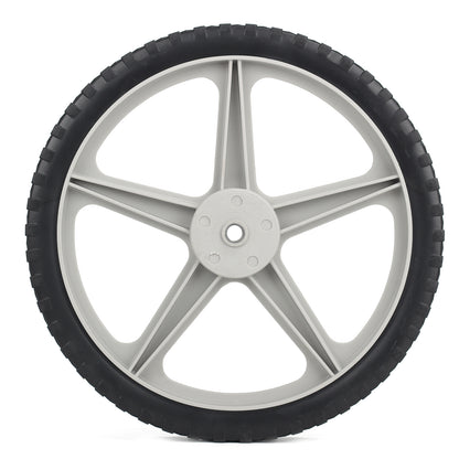 14 x 1.75" Spoked Plastic Wheel and Tire, 2.45" Hub Length, 1/2" Axle Bore, Universal Replacement Wheel for Lawn Mowers and DIY Trolley Wagon Cart, 2 Pack