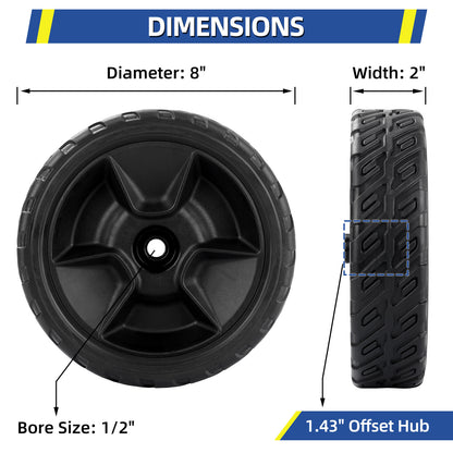44710-VR8-N00ZA Lawn Mower Front Wheels, 8 Inch Wheels for Honda HRN216, Pack of 2