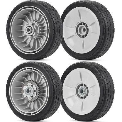 GICOOL 4 Pack HRR216 Lawn Mower Wheels, 2 Rear Wheels 42710-VE2-M02ZE and 2 Front Wheels 44710-VL0-L02ZB for Honda HRR216 HRS216 HRT216 Walk-behind Lawn Mower