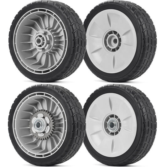 GICOOL 4 Pack HRR216 Lawn Mower Wheels, 2 Rear Wheels 42710-VE2-M02ZE and 2 Front Wheels 44710-VL0-L02ZB for Honda HRR216 HRS216 HRT216 Walk-behind Lawn Mower