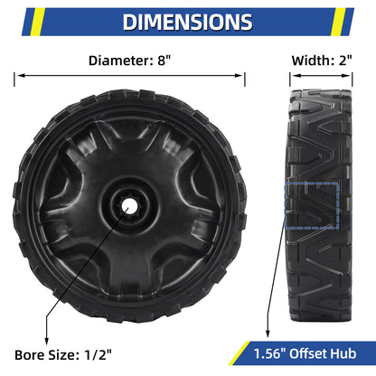 634-05040 Lawn Mower Wheels, 8 Inch Wheels for MTD, Cub Cadet, Craftsman Walk-Behind Mower, 2 Pack