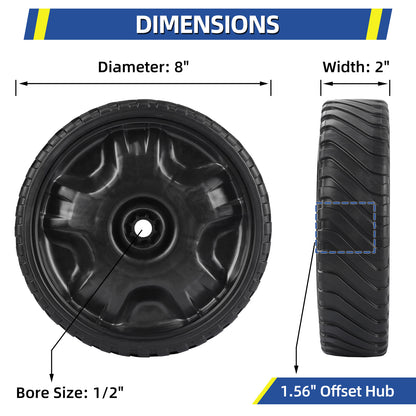 634-05039 Lawn Mower Wheels, 8 Inch Front Wheels for Troy-Bilt, Craftsman, TB200 TB210 TB220 TB230 TB270ES TB280ES, 2 Pack