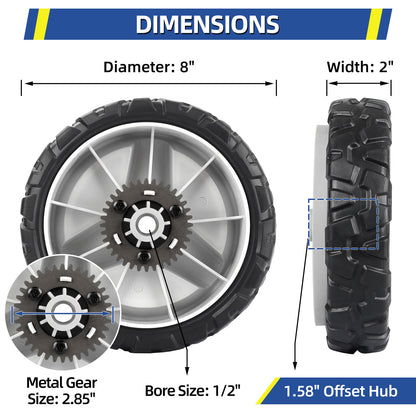 580365301 Lawn Mower Wheels, 593198101 Drive Wheels for Husqvarna, HU675AWD, HU700AWD, HU725AWD, HU800AWD, LC356AWD, Craftsman, 8 Inch Wheels, 2 Pack