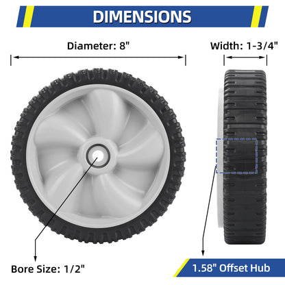 734-04581 634-0190A Lawn Mower Wheels, 8 Inch Wheels for MTD, Yard Man, Craftsman, Huskee, Yard Machines Self -Propelled Walk-Behind, 2 Pack