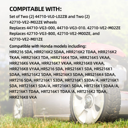 GICOOL 4 Pack HRR216 Lawn Mower Wheels, 2 Rear Wheels 42710-VE2-M02ZE and 2 Front Wheels 44710-VL0-L02ZB for Honda HRR216 HRS216 HRT216 Walk-behind Lawn Mower