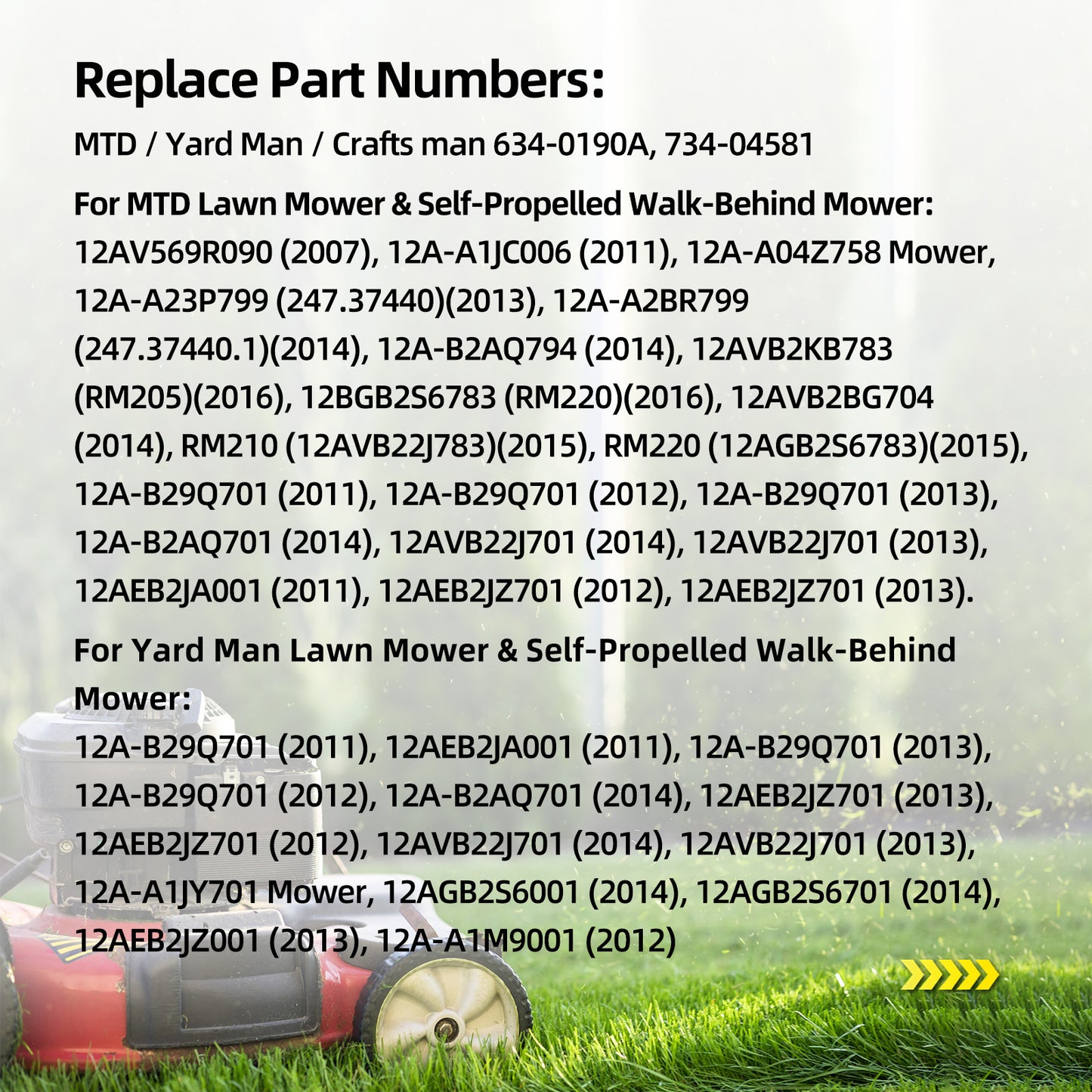 734-04581 634-0190A Lawn Mower Wheels, 8 Inch Wheels for MTD, Yard Man, Craftsman, Huskee, Yard Machines Self -Propelled Walk-Behind, 2 Pack