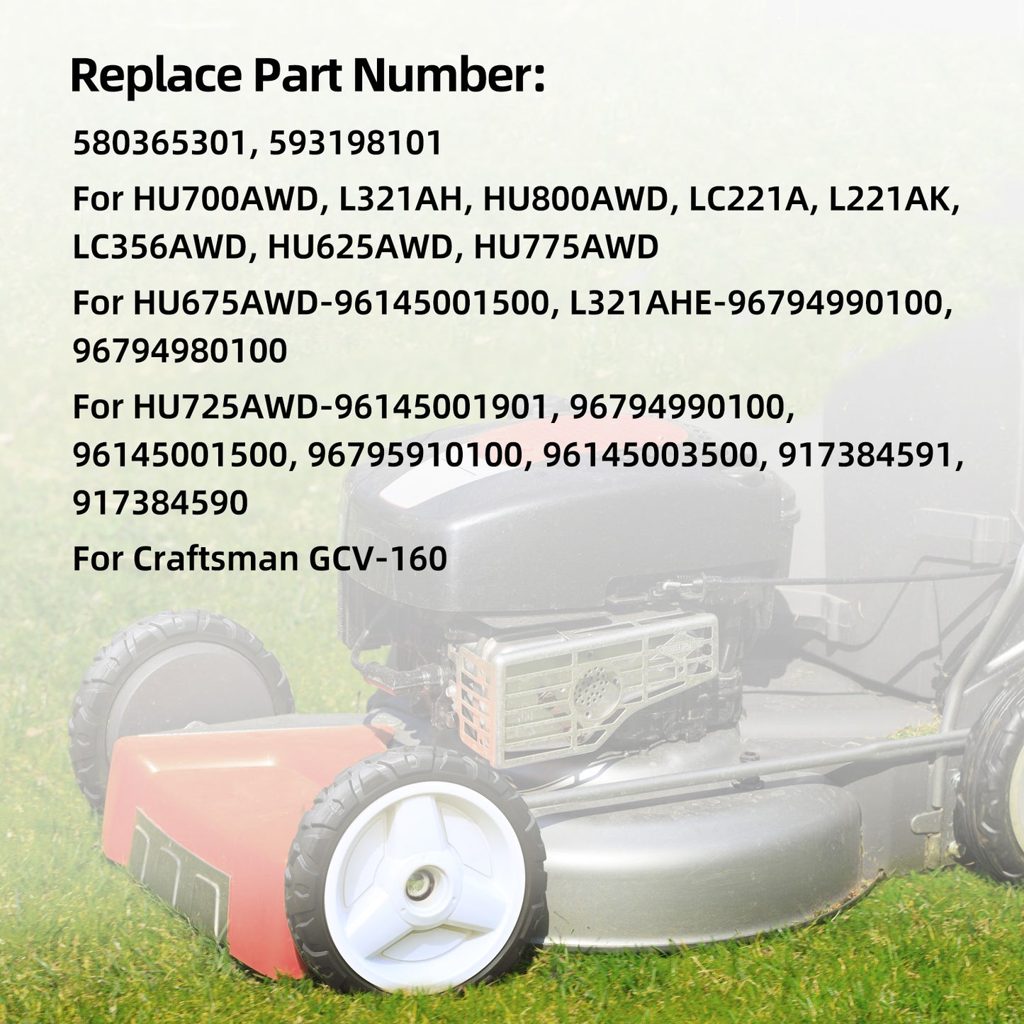 580365301 Lawn Mower Wheels, 593198101 Drive Wheels for Husqvarna, HU675AWD, HU700AWD, HU725AWD, HU800AWD, LC356AWD, Craftsman, 8 Inch Wheels, 2 Pack