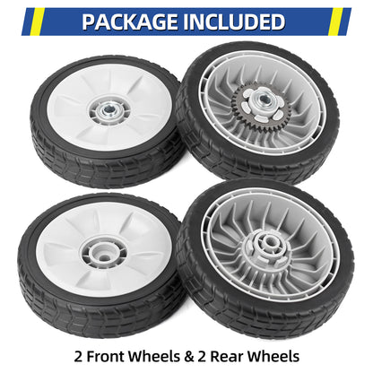 GICOOL 4 Pack HRR216 Lawn Mower Wheels, 2 Rear Wheels 42710-VE2-M02ZE and 2 Front Wheels 44710-VL0-L02ZB for Honda HRR216 HRS216 HRT216 Walk-behind Lawn Mower