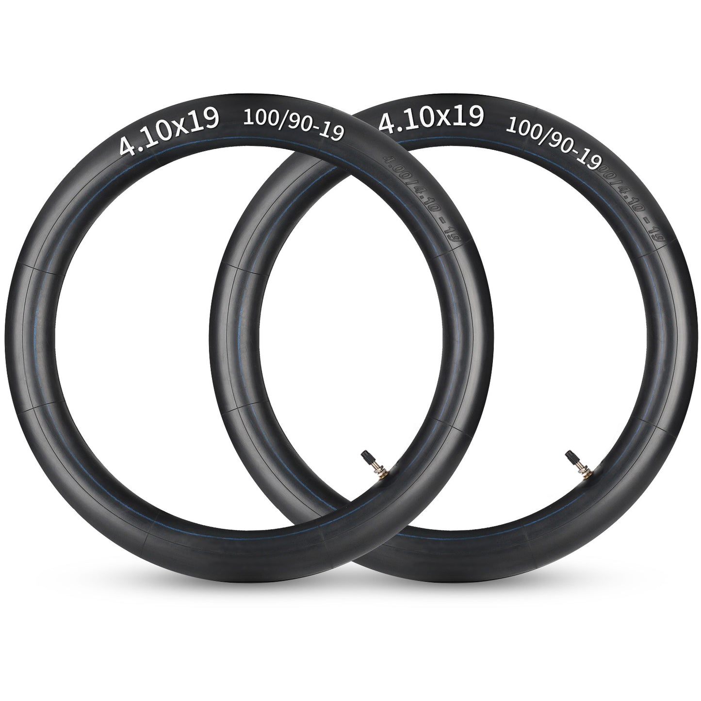 4.10x19" (100/90-19) Motorcycle Replacement Heavy Duty Butyl Inner Tubes, 3mm Thick Heavy Duty, 2 Pack with TR4 Valve Stem, Fits for Dirt Pit Bike, Off-Road and Motocross Tires