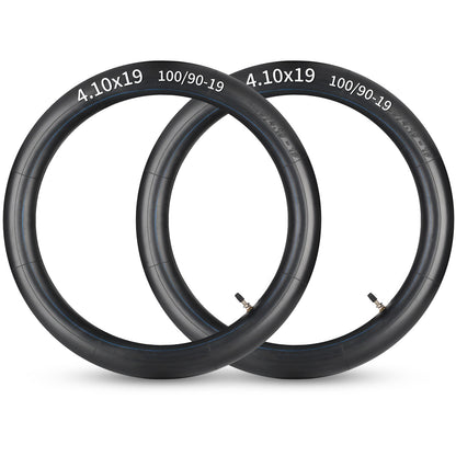 4.10x19" (100/90-19) Motorcycle Replacement Heavy Duty Butyl Inner Tubes, 3mm Thick Heavy Duty, 2 Pack with TR4 Valve Stem, Fits for Dirt Pit Bike, Off-Road and Motocross Tires