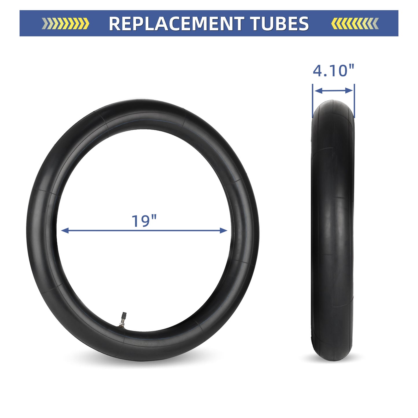 4.10x19" (100/90-19) Motorcycle Replacement Heavy Duty Butyl Inner Tubes, 3mm Thick Heavy Duty, 2 Pack with TR4 Valve Stem, Fits for Dirt Pit Bike, Off-Road and Motocross Tires