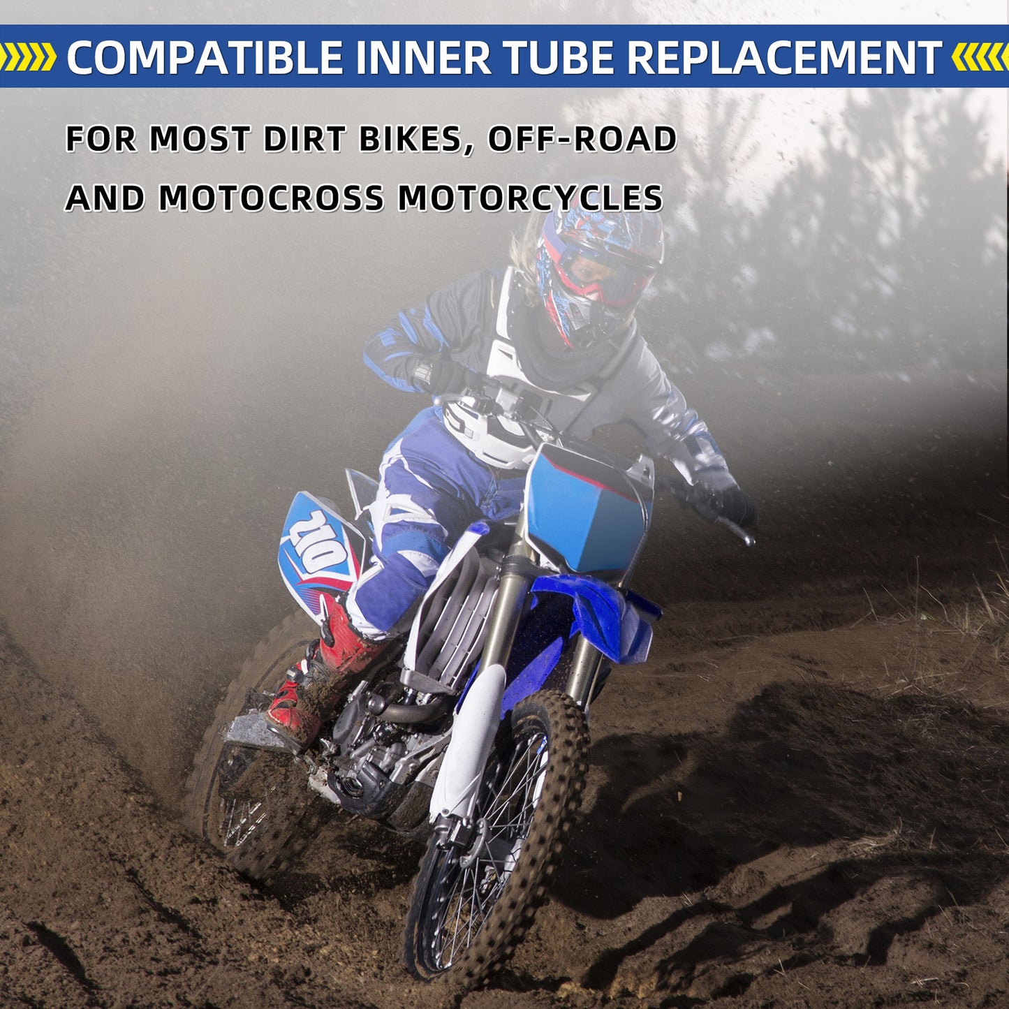 4.10x19" (100/90-19) Motorcycle Replacement Heavy Duty Butyl Inner Tubes, 3mm Thick Heavy Duty, 2 Pack with TR4 Valve Stem, Fits for Dirt Pit Bike, Off-Road and Motocross Tires