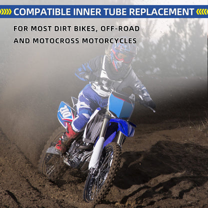 4.10x19" (100/90-19) Motorcycle Replacement Heavy Duty Butyl Inner Tubes, 3mm Thick Heavy Duty, 2 Pack with TR4 Valve Stem, Fits for Dirt Pit Bike, Off-Road and Motocross Tires