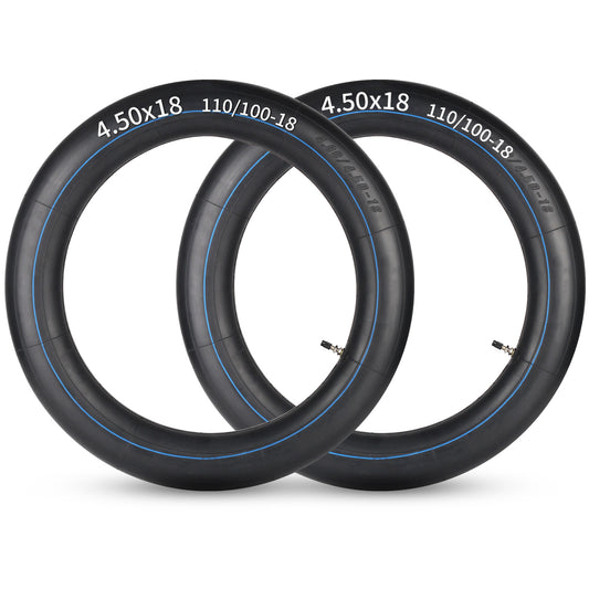 4.50x18" (110/100-18) Motorcycle Replacement Heavy Duty Butyl Inner Tubes, 3mm Thick Heavy Duty, 2 Pack with TR4 Valve Stem, Fits for Dirt Pit Bike, Off-Road and Motocross Tires