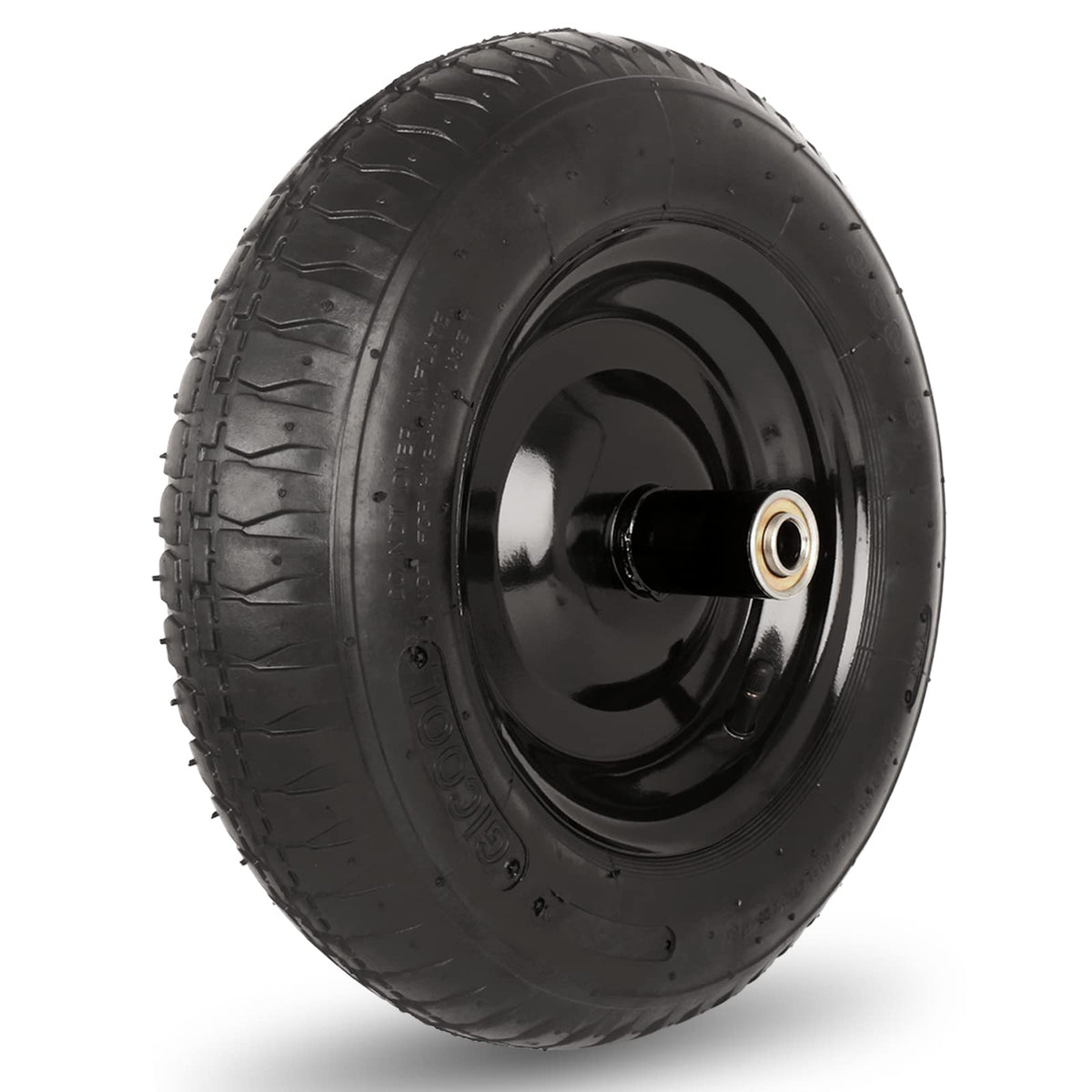 14.5" Wheelbarrow Tire, 3.50-8” Pneumatic Tire, Universal Wheelbarrow Wheel for 4.80/4.00-8”, 4.00-6”, and 2.50-8”, with 6" Centered Hub, 5/8" Axle Bore Hole, Sealed Bearings（1 Pack）