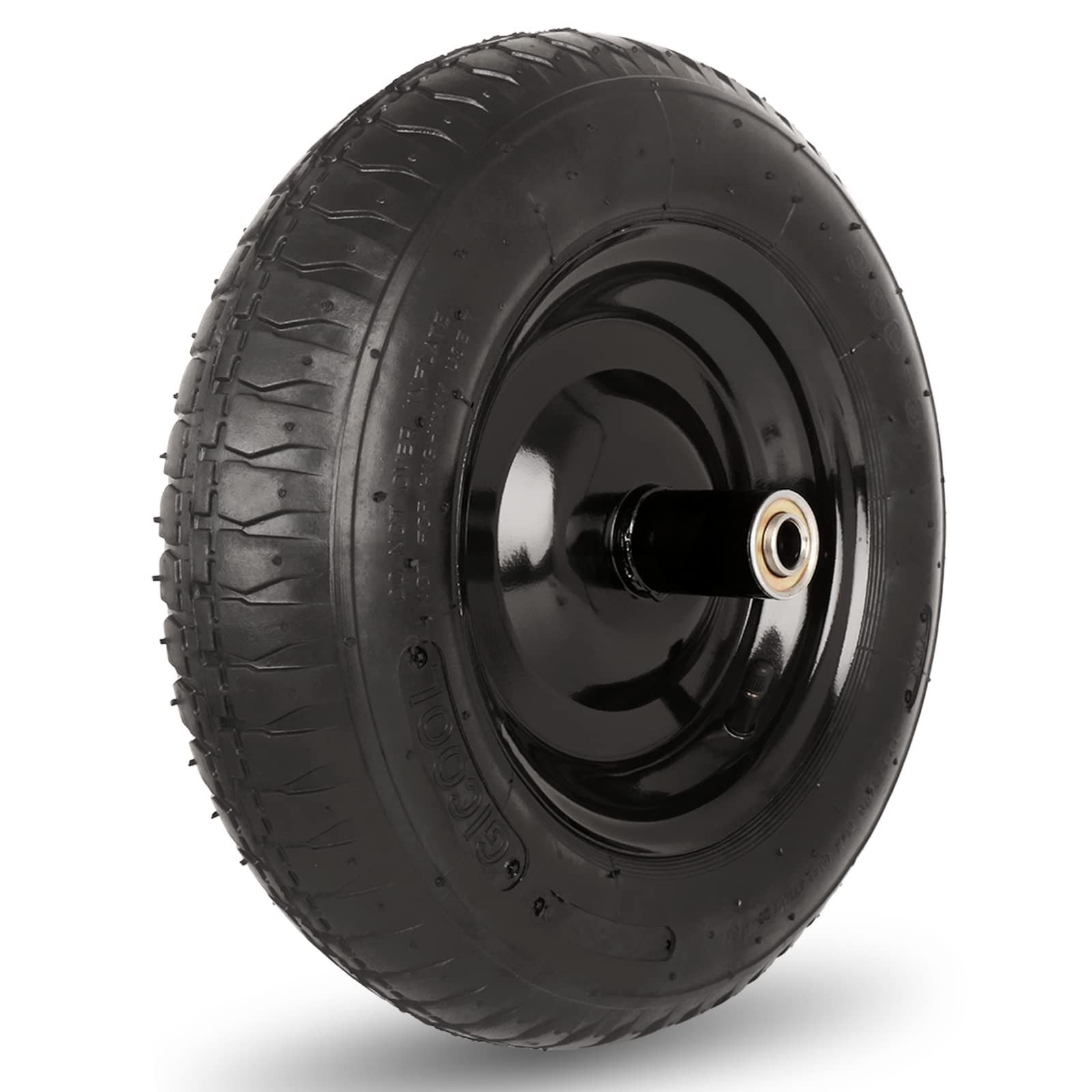 14.5" Wheelbarrow Tire, 3.50-8” Pneumatic Tire, Universal Wheelbarrow Wheel for 4.80/4.00-8”, 4.00-6”, and 2.50-8”, with 6" Centered Hub, 5/8" Axle Bore Hole, Sealed Bearings（1 Pack）