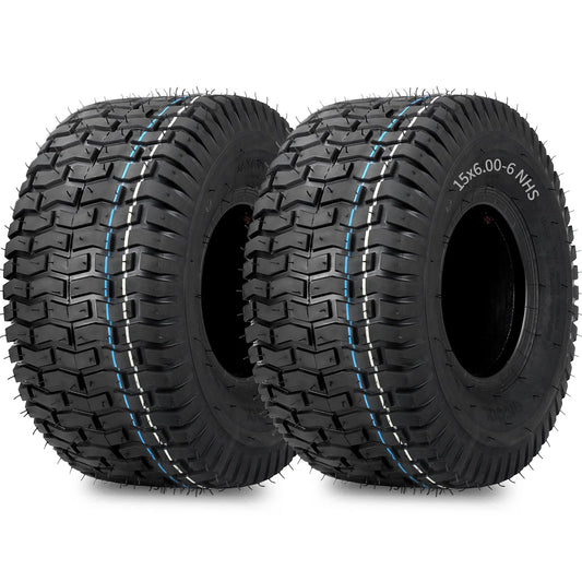 15x6.00-6 Lawn Mower Tubeless Tire, 15x6-6 for Tractor Riding Lawnmowers, 4 Ply, Turf-V Pattern