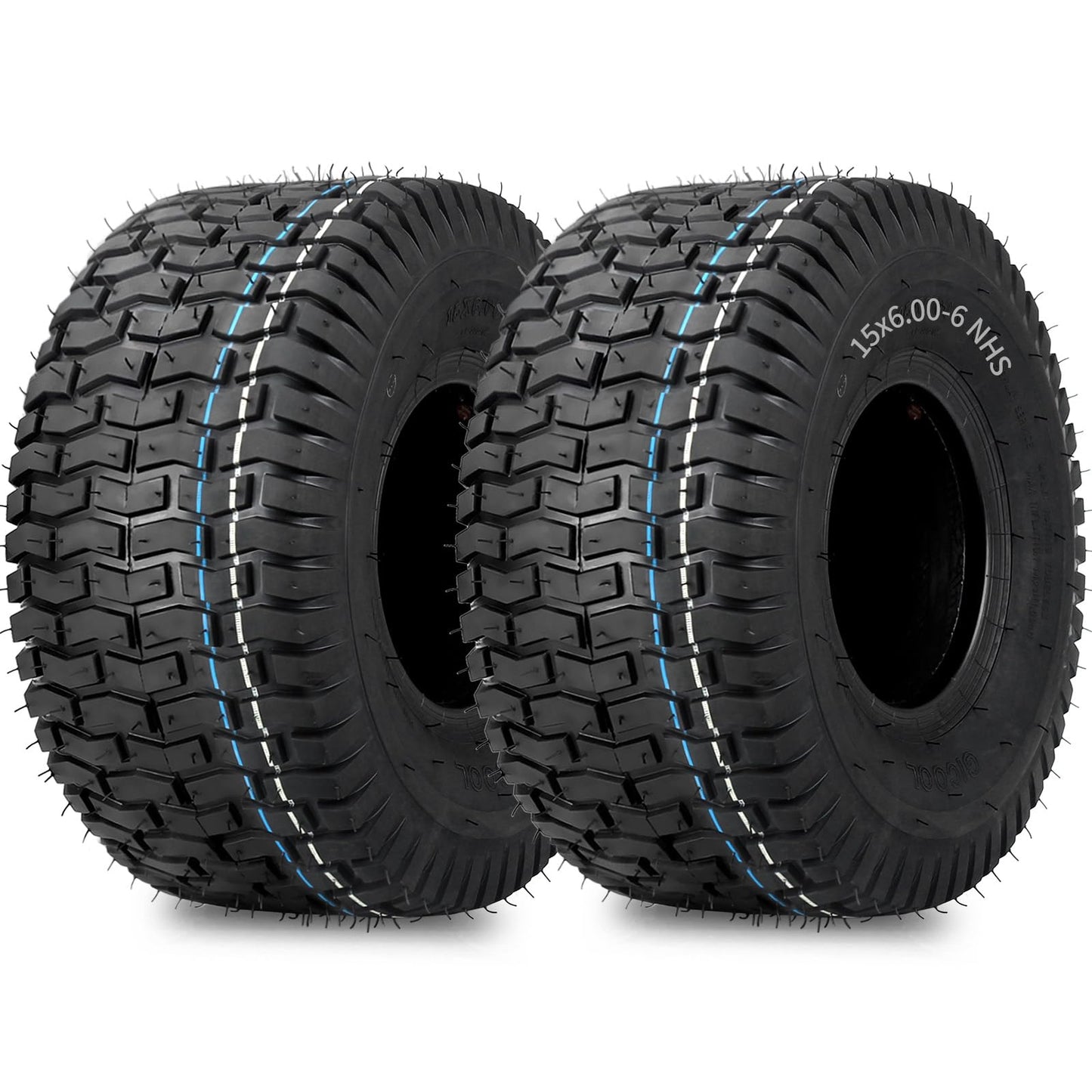 15x6.00-6 Lawn Mower Tubeless Tire, 15x6-6 for Tractor Riding Lawnmowers, 4 Ply, Turf-V Pattern
