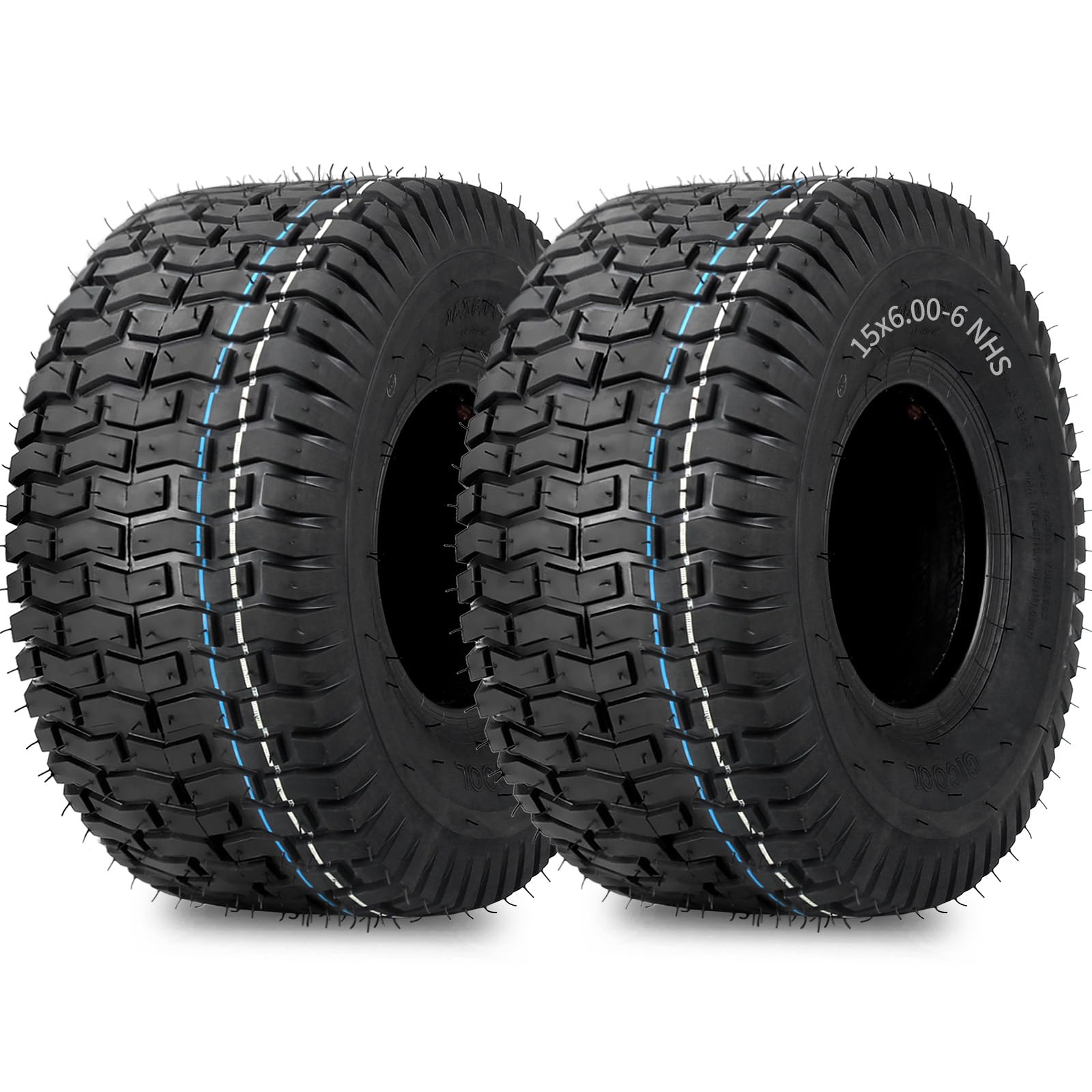 15x6.00-6 Lawn Mower Tubeless Tire, 15x6-6 for Tractor Riding Lawnmowers, 4 Ply, Turf-V Pattern
