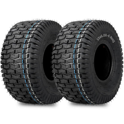 15x6.00-6 Lawn Mower Tubeless Tire, 15x6-6 for Tractor Riding Lawnmowers, 4 Ply, Turf-V Pattern
