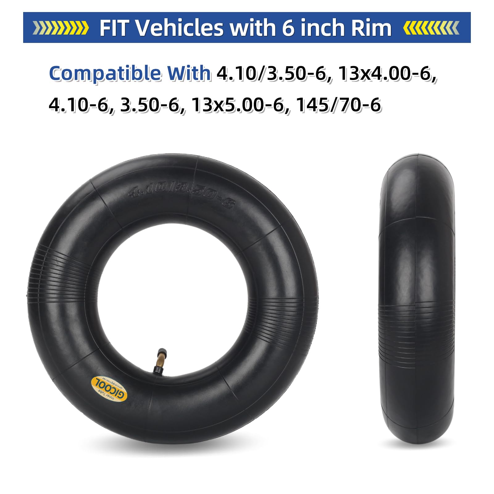 4.10/3.50-6 Replacement Inner Tube, 2 Pack with TR-87 Valve Stem, Heavy Duty, For 13" Tires Wheelbarrow Garden Utility Wagon Go Cart Lawn Mower